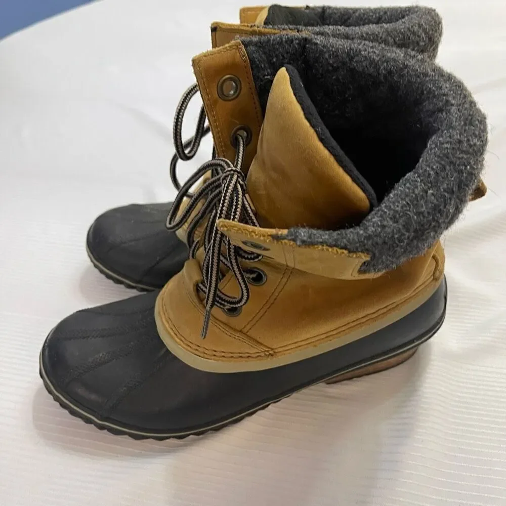 Sorel Slimpack Lace II Duck Boots Womens 9.5 9 1/2 NL2348-286 Elk Black